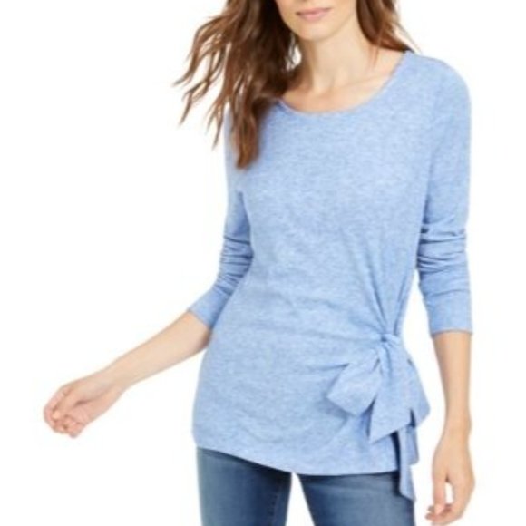 INC Side Tie Knit Top in Inkberry Blue - Size Medium NWT - Picture 1 of 3